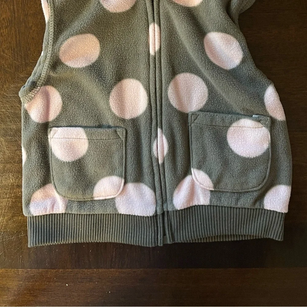 Carter’s | Hooded Pink Polka Dot Fleece Vest | baby 12 mo